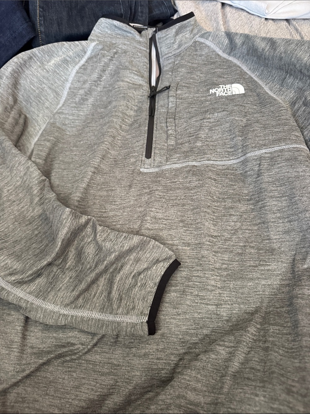 The North Face Men's Heather Gray Zip Pullover
